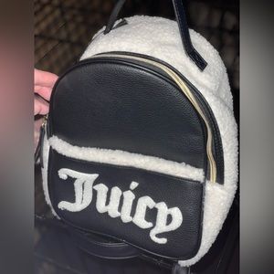 NWT Juicy Couture Black/White SHERPA backpack purse
